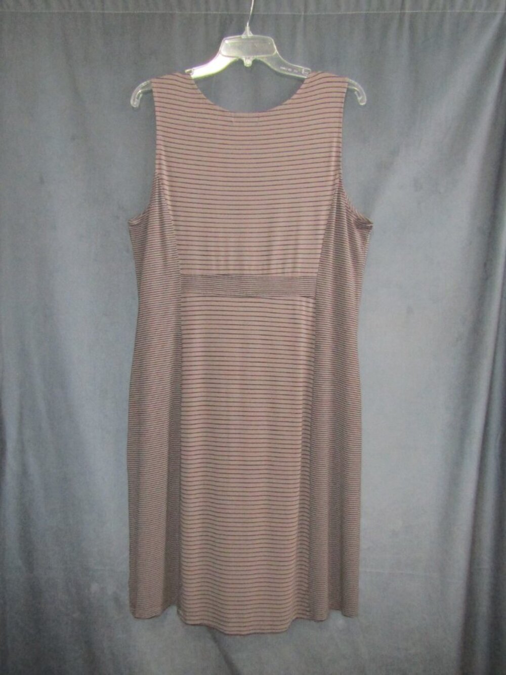 Habitat Clothes To Live In Dress L Mocha Black Stripe Sleeveless Pockets Artsy - Picture 6 of 12